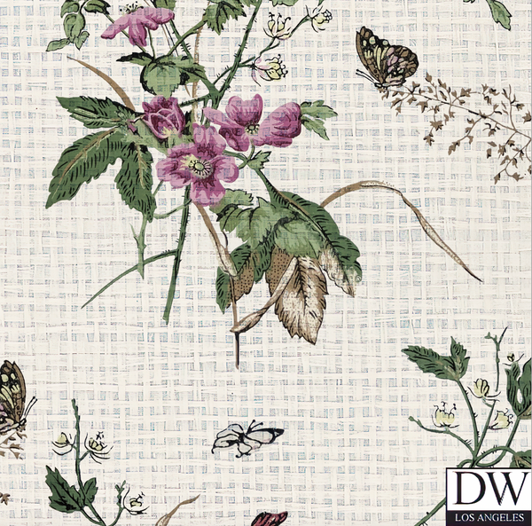 Springfield 1950'S Bird Brancheson Basketweave Grasscloth Mid-Century Modern | Architectural Wallcoverings