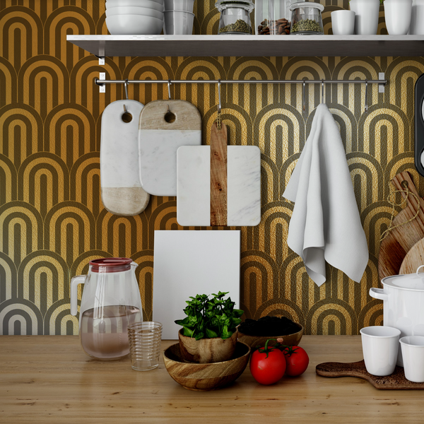 Zappy's 1970's Gold Mylar Wallcovering | DW Bespoke Studios