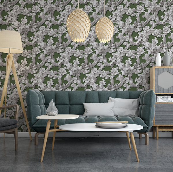 Londonderry 1950's Floral Scroll Wallpaper | DW Bespoke Studios
