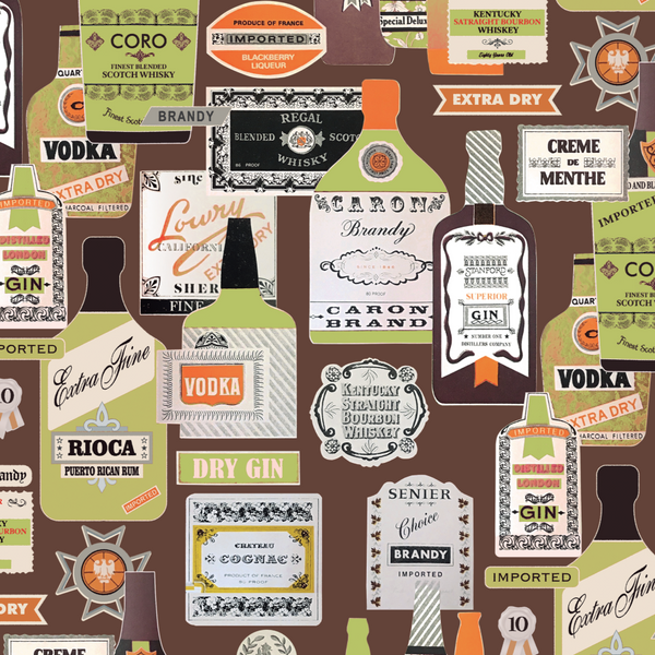 Bailey Bottles of Booze 1970's Retro | Architectural Wallcoverings