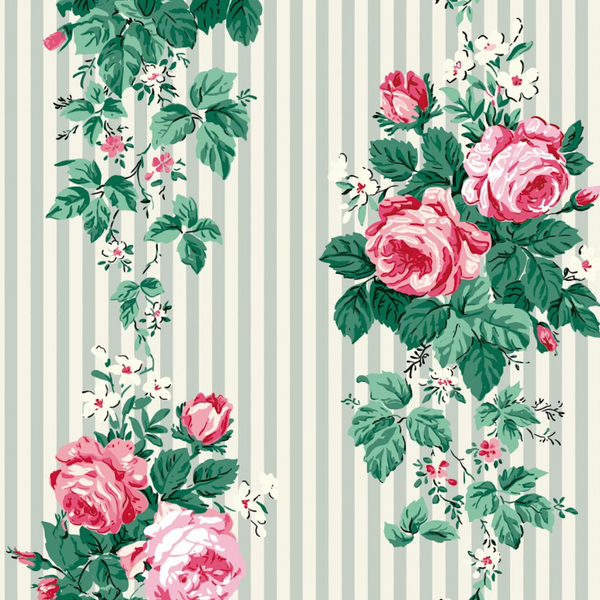 Tunbridge 1950's Floral Stripe Wallpaper | DW Bespoke Studios