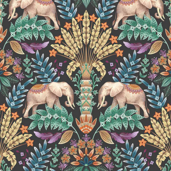 Exotic Elephant Charcoal Wallcovering | Graduate Collection