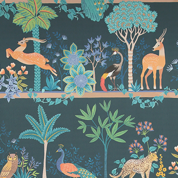 Exotic Fresco Teal Wallcovering | Graduate Collection