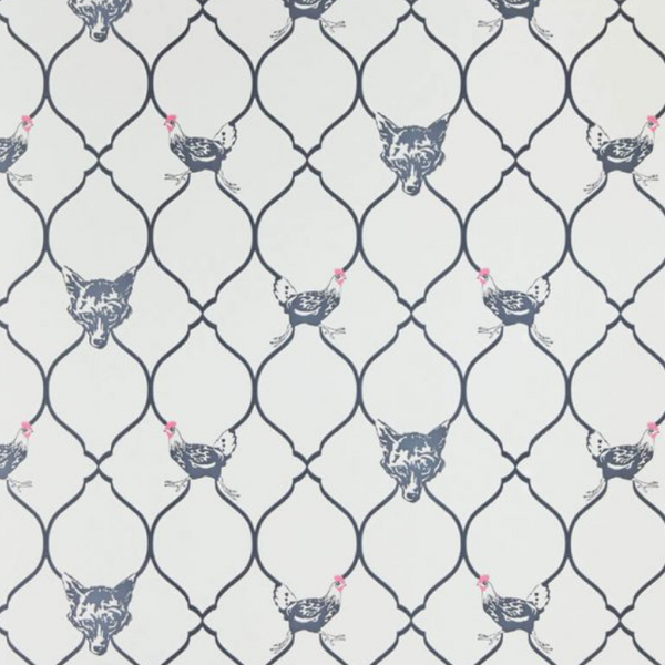 Fox and Hen Wallcovering - Charcoal on Parchment