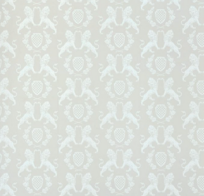 Heraldic Lion Wallcovering - Stone Cream