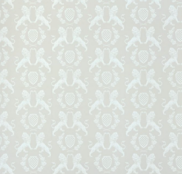 Heraldic Lion Wallcovering - Stone Cream