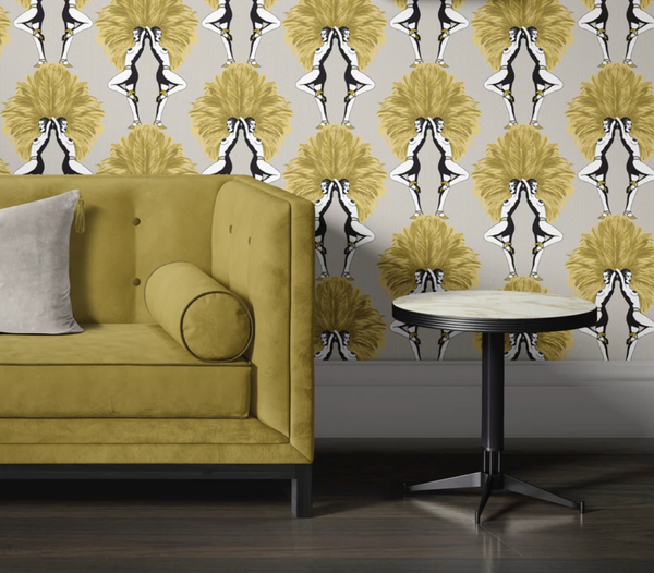 Showgirls Metallic Mustard & Cream Wallcovering | Graduate Collection