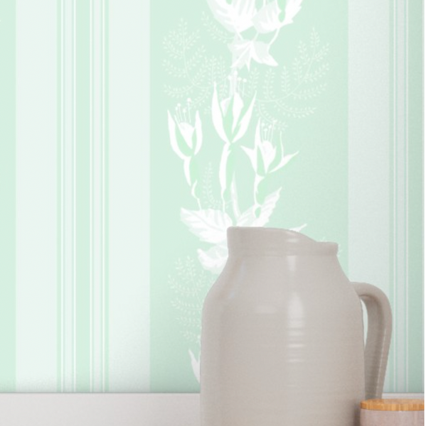 Victoria Vintage Stripe Mint Green Traditional Wallpaper