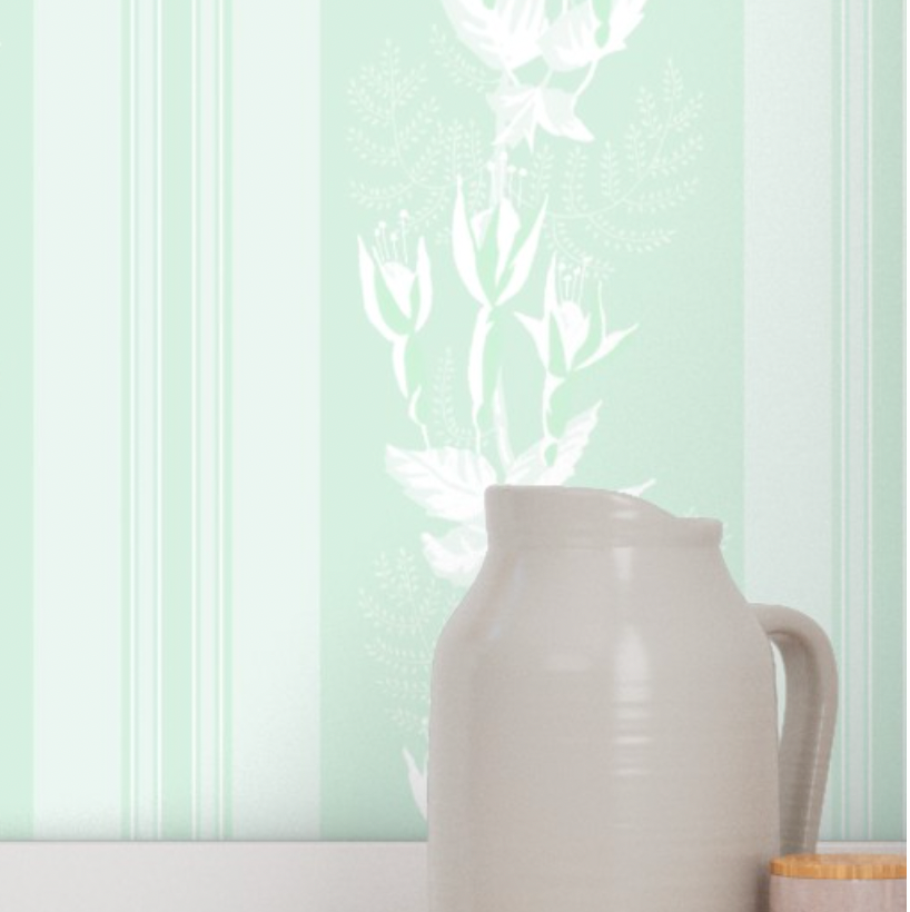 Victoria Vintage Stripe Mint Green Traditional Wallpaper