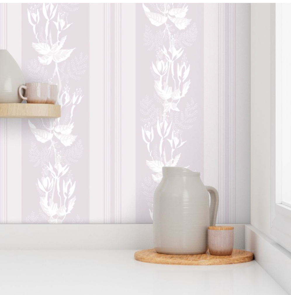 Victoria Vintage Stripe Lilac Traditional Wallpaper Designer