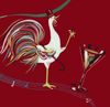 Rooster Martinis Red Wallpaper