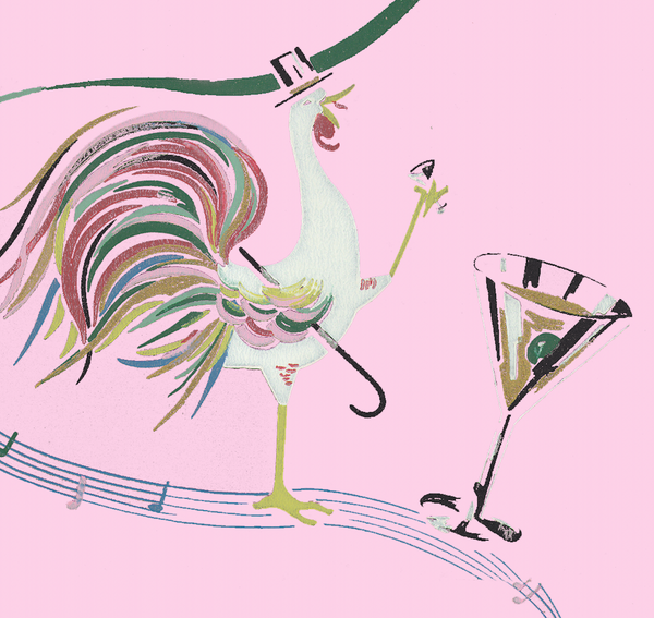 Rooster Martini Cocktail Art Deco | Architectural Wallcoverings
