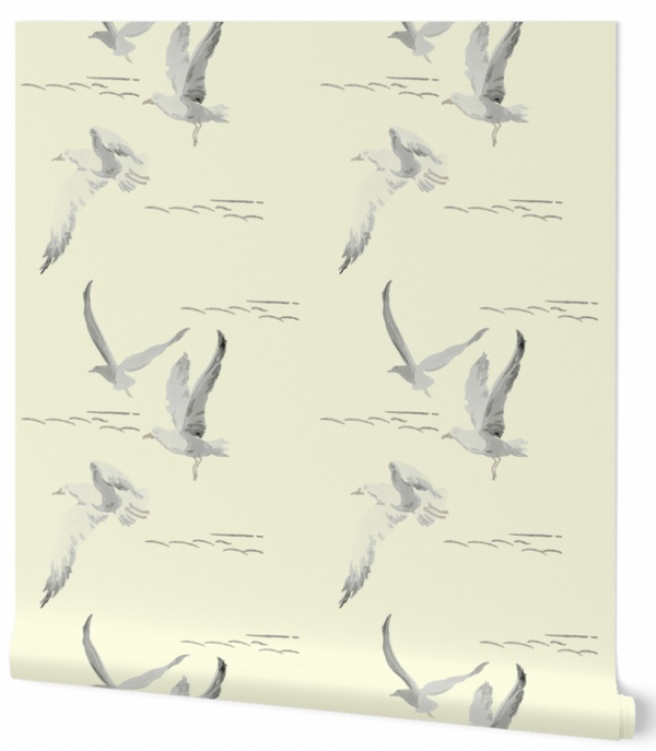 Gregorious Gulls Cream Coastal | Architectural Wallcoverings