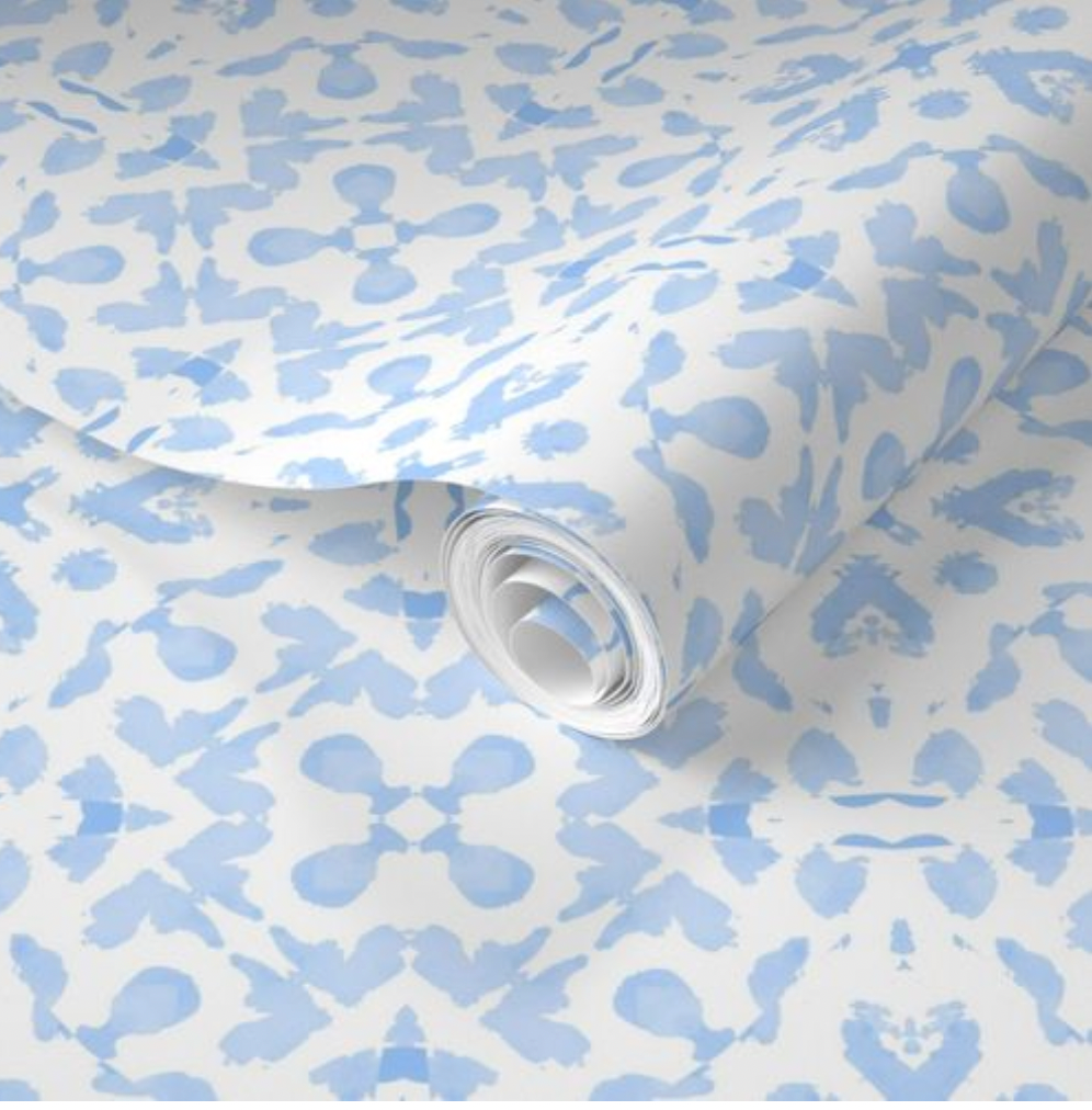Walter Water Color Paper Blue Traditional Wallpaper