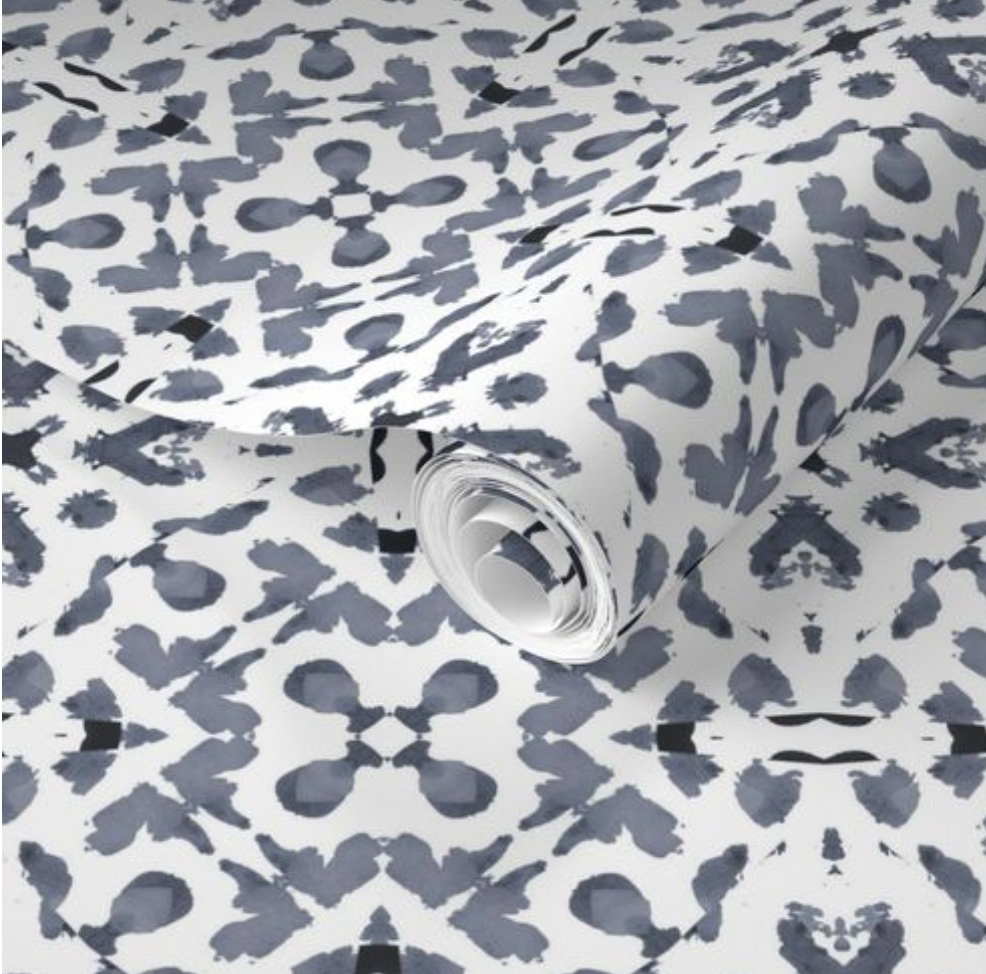 Walter Water Color Deep Grey Traditional Wallcovering | DW Bespoke Studios