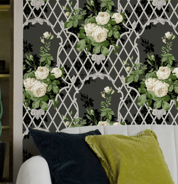 Duxbury 1950's Floral Lattice Wallpaper | DW Bespoke Studios