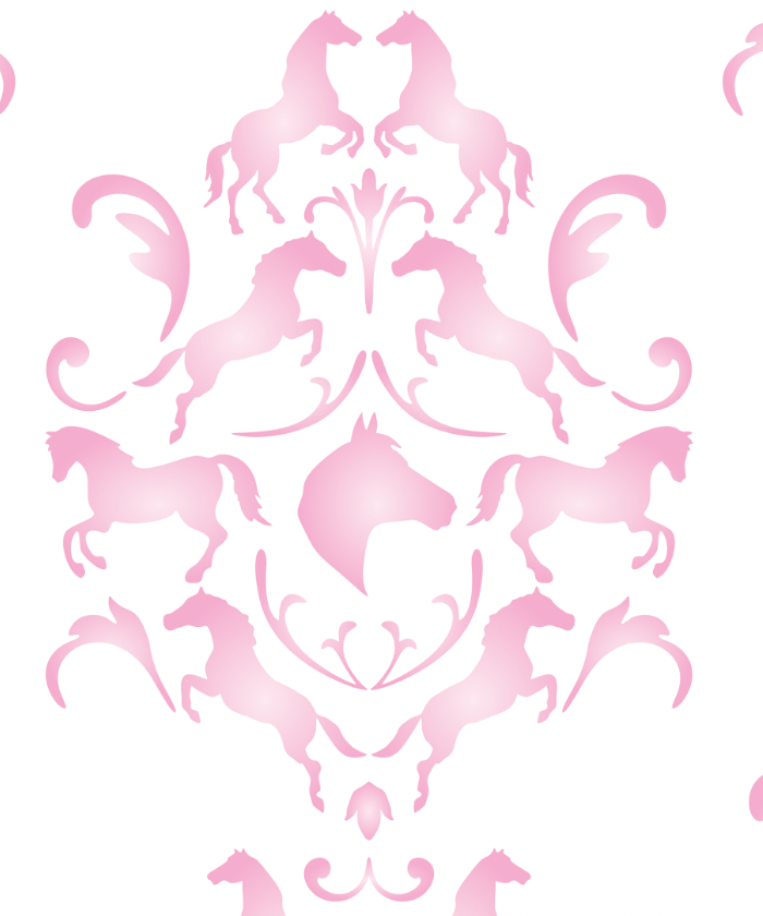 Horse Play Damask - Pink Wallcovering | DW Bespoke Studios