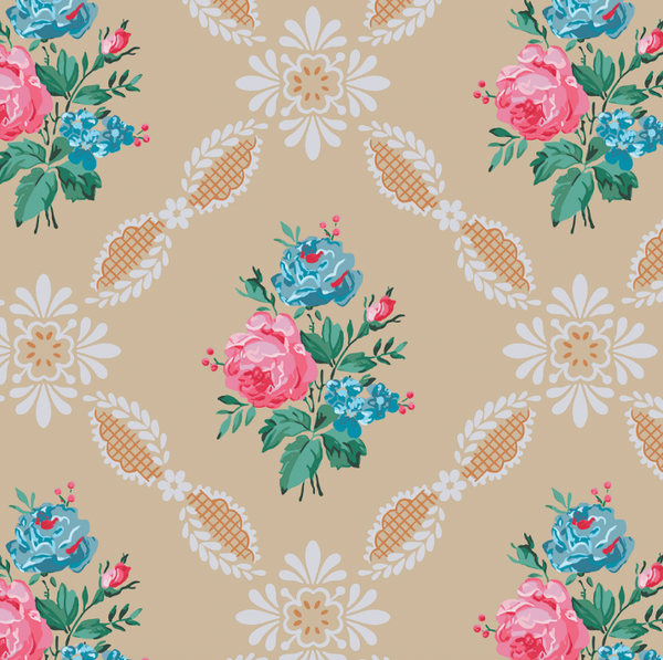 Waitsfield 1950's Floral Lattice Wallpaper