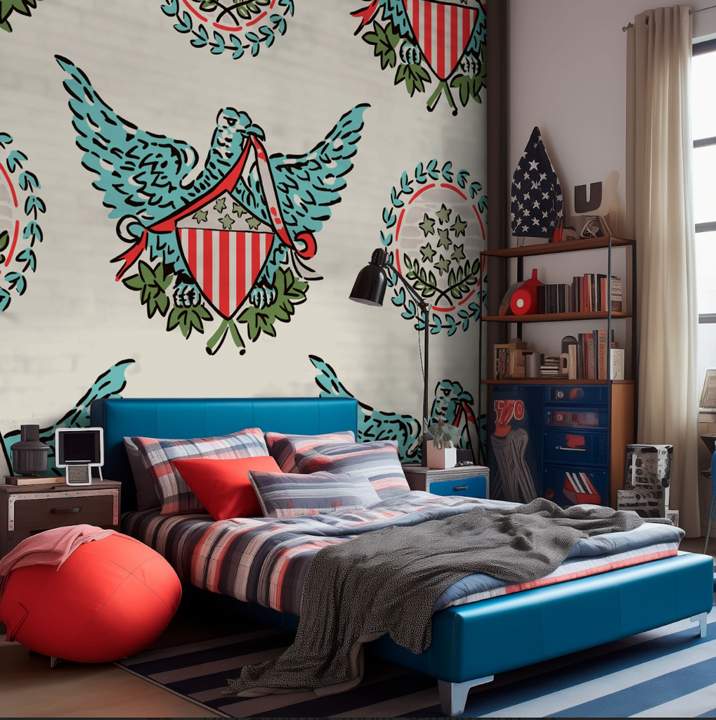 Mount Vernon Muralª - 1940's Vintage Patriotic Americana Wallcovering | DW Bespoke Studios