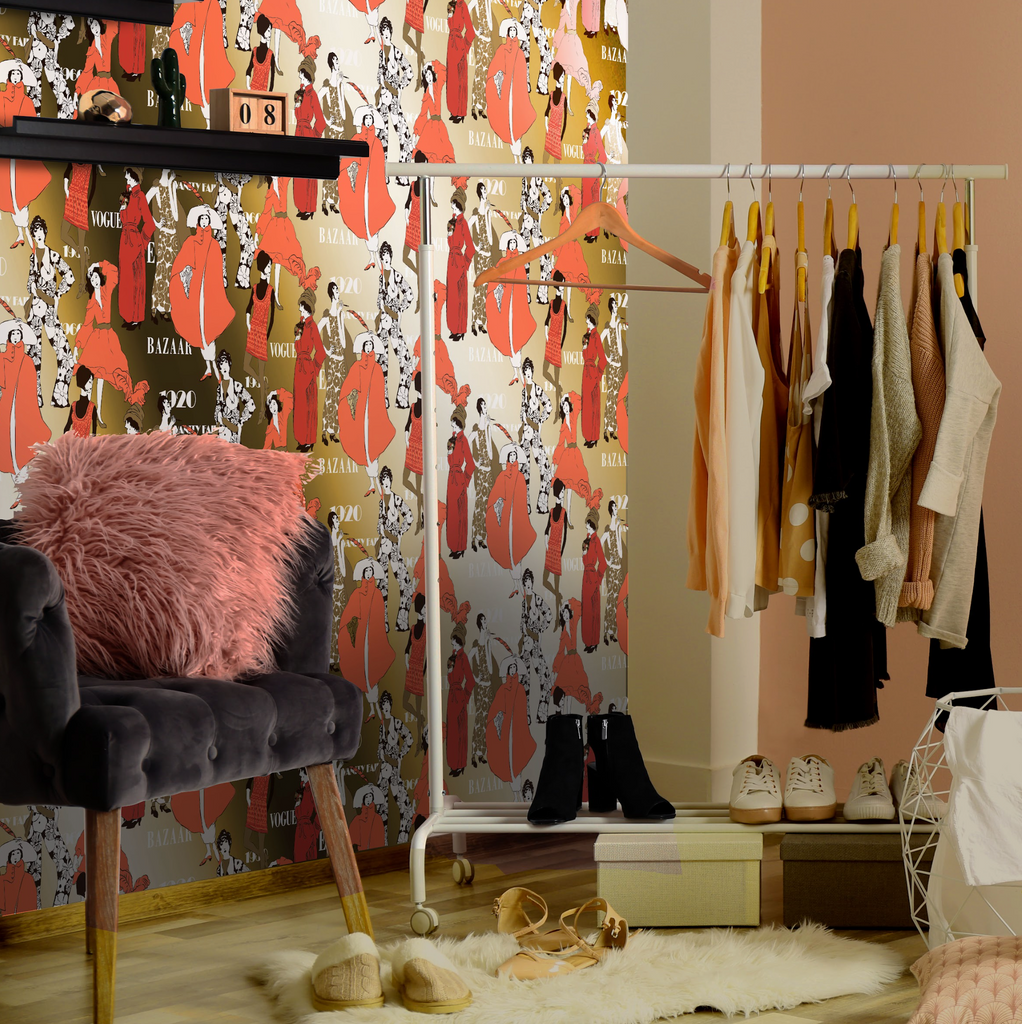 Lunenburg Ladies 1970's GOLD MYLAR Wallcovering Wallcovering | DW Bespoke Studios