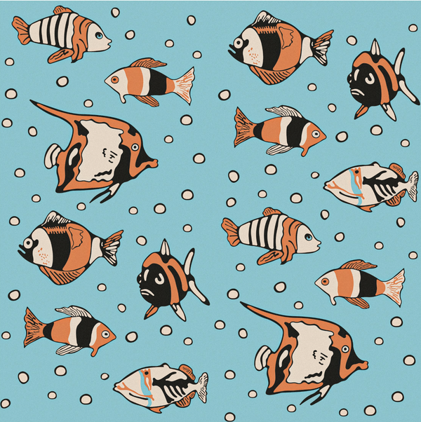 Bora Bora Orange And White And Light Blue