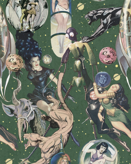 Sci-Fi Comics - Blue, Green, Beige Wallcovering | Mind the Gap