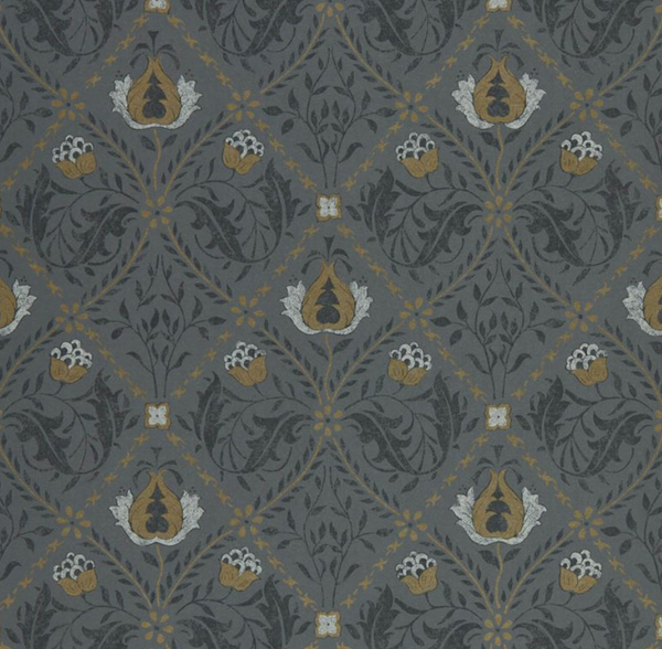 Pure Trellis Ink Black Wallcovering | William Morris