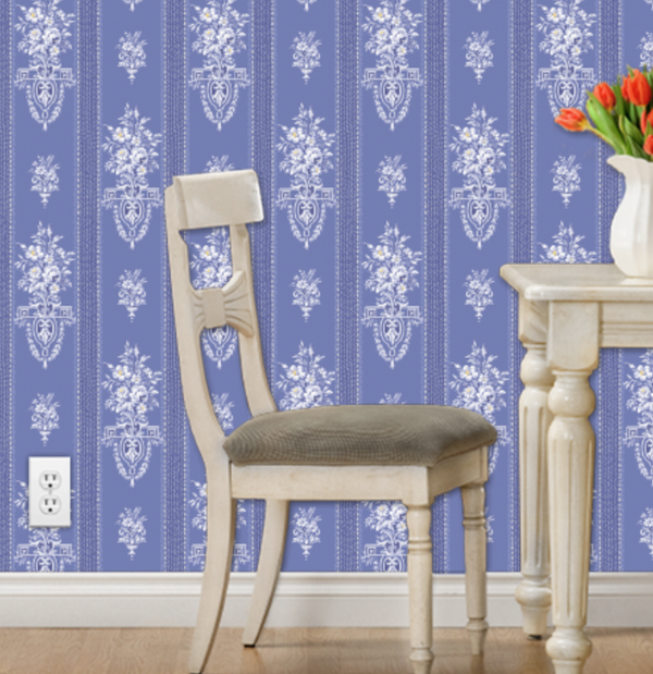 Lithia's Floral Periwinkle Traditional | Architectural Wallcoverings