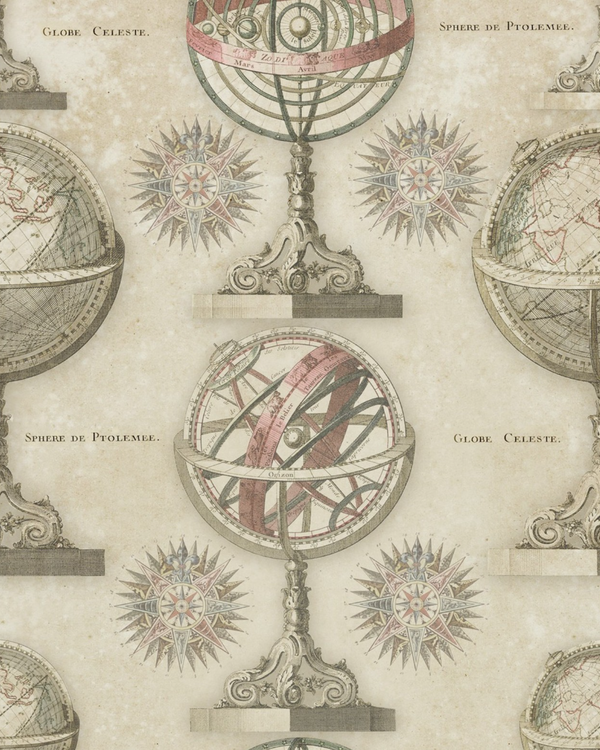 Armillary - Taupe, Green, Red Wallcovering | Mind the Gap