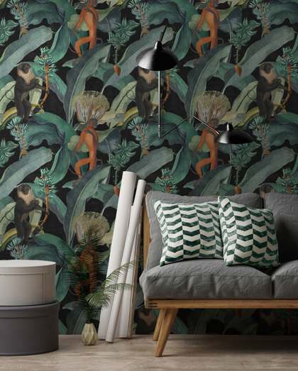 Bermuda - Black, Green, Orange Wallcovering | Mind the Gap