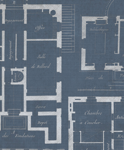 Chateau Bleu - Blue, White Wallcovering | Mind the Gap