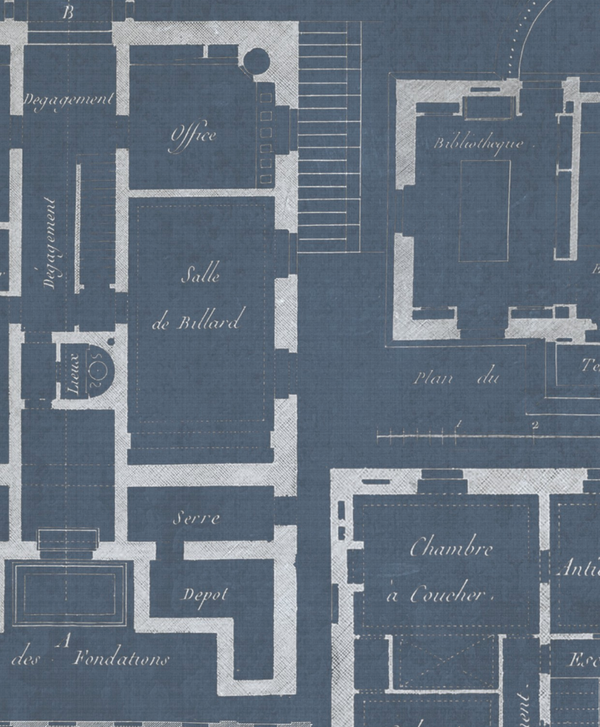 Chateau Bleu - Blue, White Wallcovering | Mind the Gap