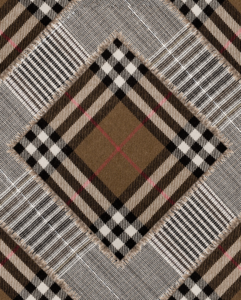 Checkered Patchwork Mid Brown Wallpaper | Mind The Gap