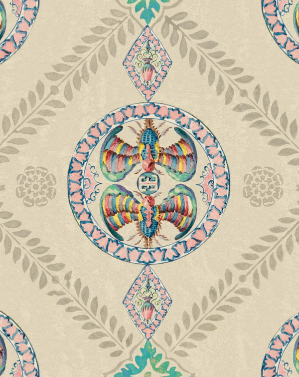 Abeille DéCoratif - Taupe, Blue, Pink, Red Wallcovering | Mind the Gap