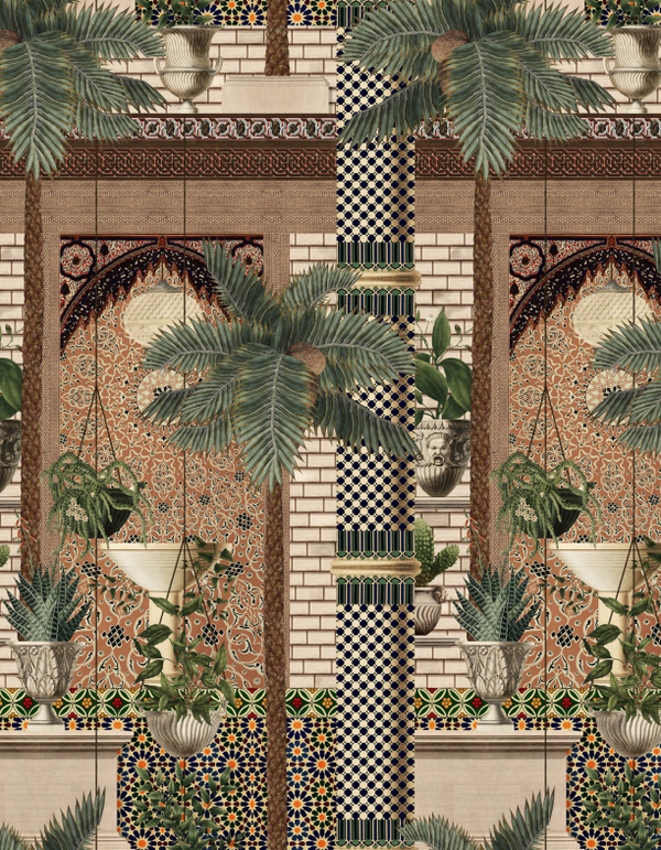 Fez Medina - Taupe, Green, Orange, Brown Wallcovering | Mind the Gap