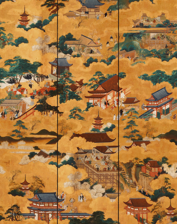 Floating World Golden - Green, Brown, Ivory, Ochre Wallcovering | Mind the Gap