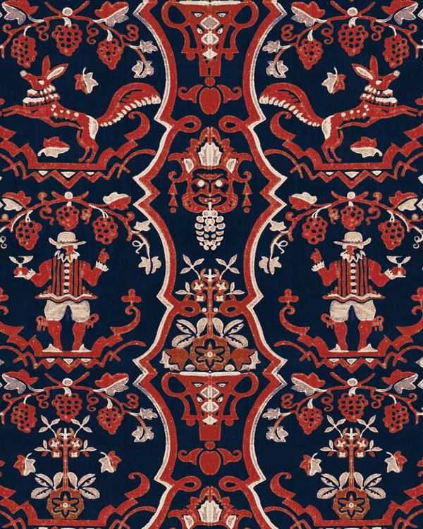 Floricsome Blueprint - Beige, Red, Indigo Wallcovering | Mind the Gap