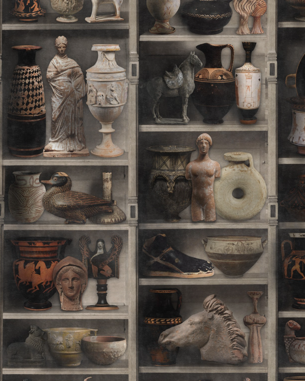 Greek Pottery - Gold, Black, Grey, Brown Wallcovering | Mind the Gap