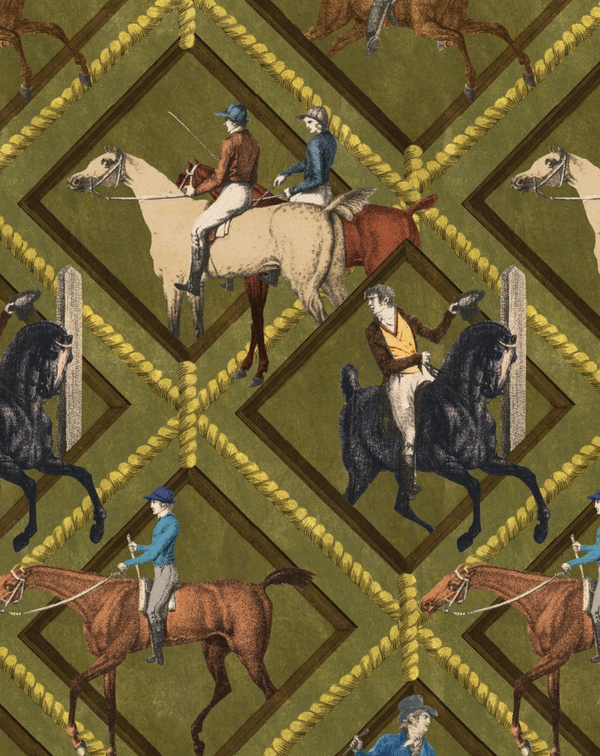 Gymkhana Khaki - Taupe, Blue, Green, Brown Wallcovering | Mind the Gap