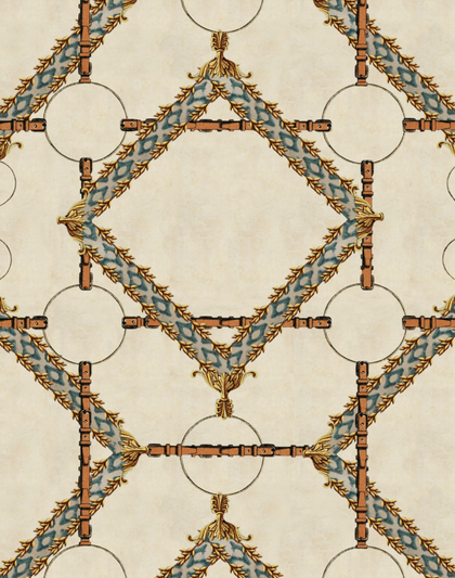Decorative Harness Taupe - Taupe, Blue, Yellow, Brown Wallcovering | Mind the Gap