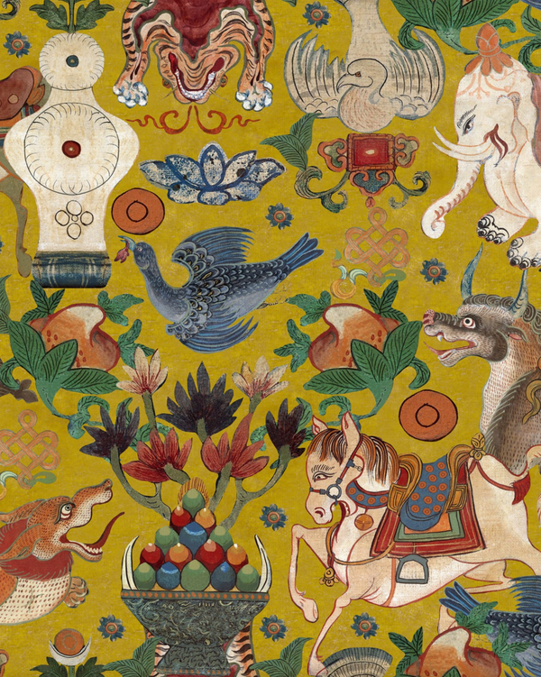 Incantation Yellow - Blue, Green, Yellow, Orange, Red, Ivory Wallcovering | Mind the Gap