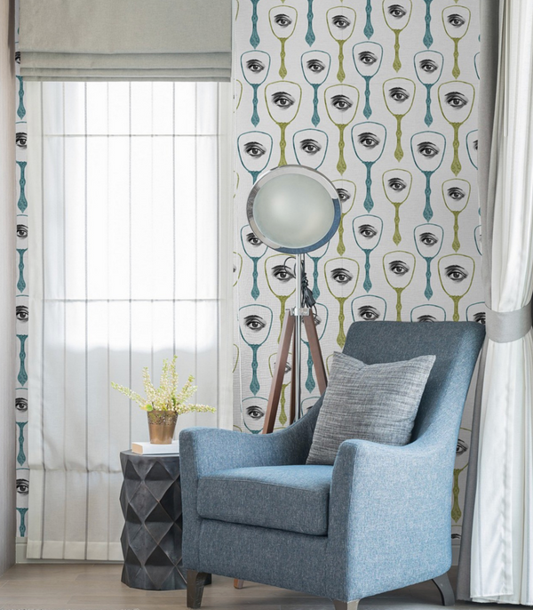 Mirror's Eye - Black, Blue, White, Green Wallcovering | Mind the Gap