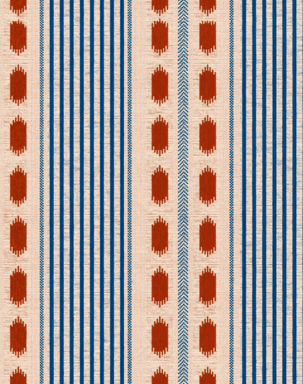 Mouassine Rouge - Taupe, Blue, Red Wallcovering | Mind the Gap