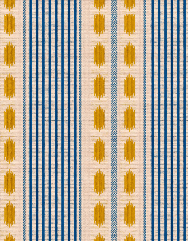 Mouassine Turmeric - Taupe, Blue, Yellow Wallcovering | Mind the Gap