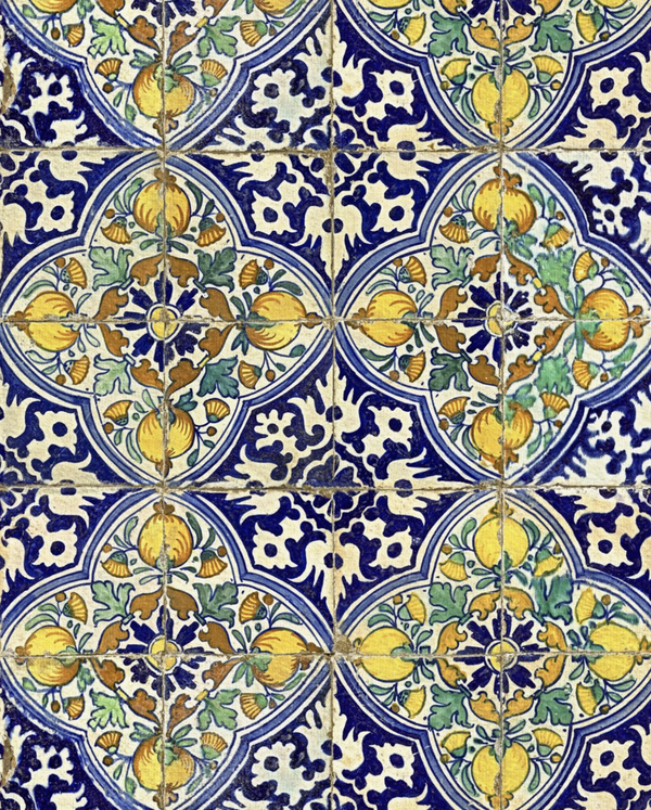 Sardegna Tiles - Taupe, Green, Yellow, Indigo Wallcovering | Mind the Gap