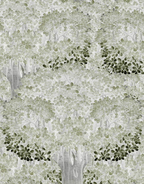 Savage Leaves Neutral - Green, Grey Wallcovering | Mind the Gap