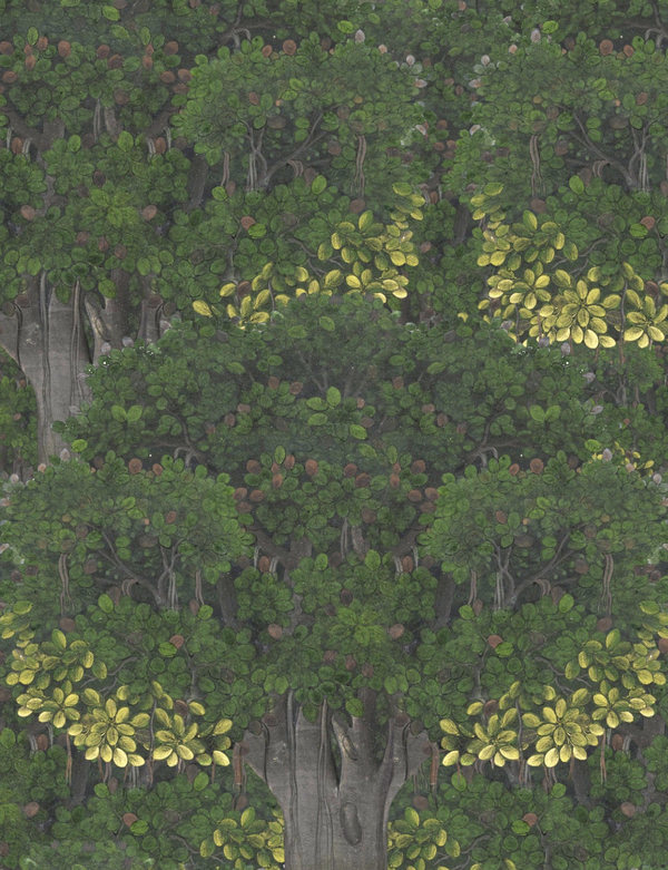 Savage Leaves - Green, Yellow, Grey Wallcovering | Mind the Gap