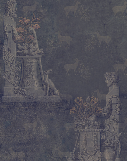 Sculptural - Taupe, Blue, Anthracite Wallcovering | Mind the Gap