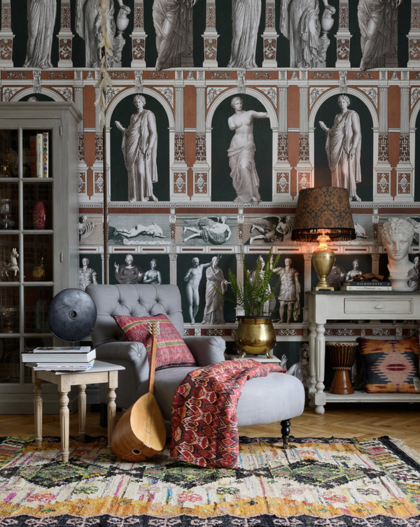 Statues Antique - Black, Orange, Brown Wallcovering | Mind the Gap