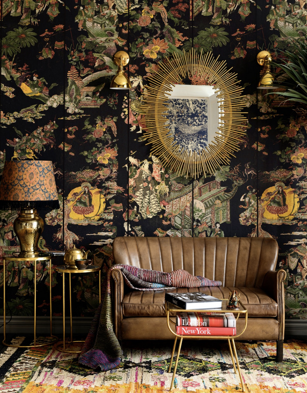 The Oriental Tale - Green, Anthracite, Orange, Red, Ochre Wallcovering | Mind the Gap